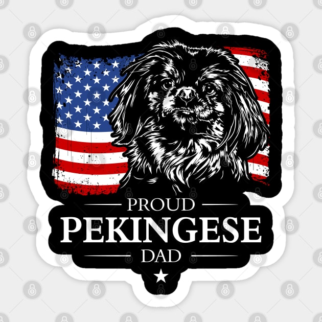 Proud Pekingese Dad American Flag patriotic dog Sticker by wilsigns